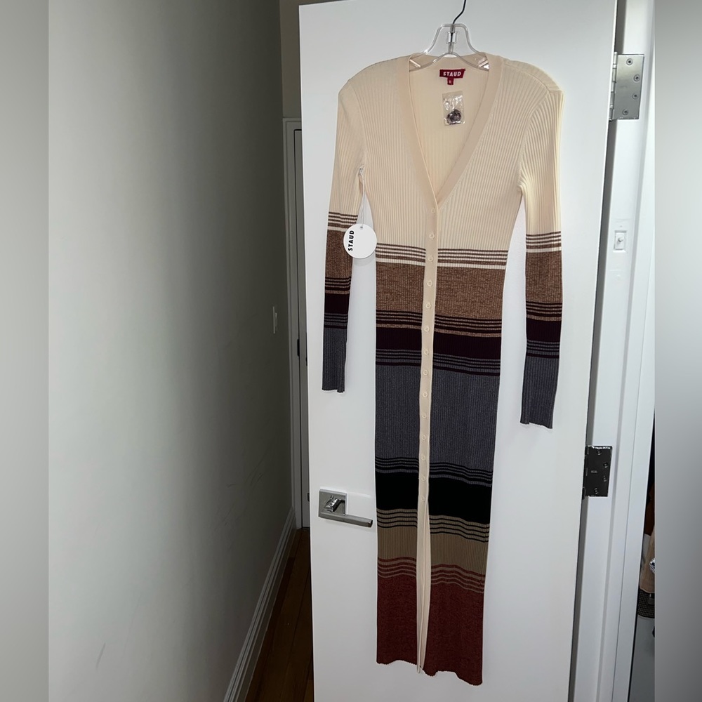 STAUD Long Sleeve Buttondown Shoko Sweater Dress NWT